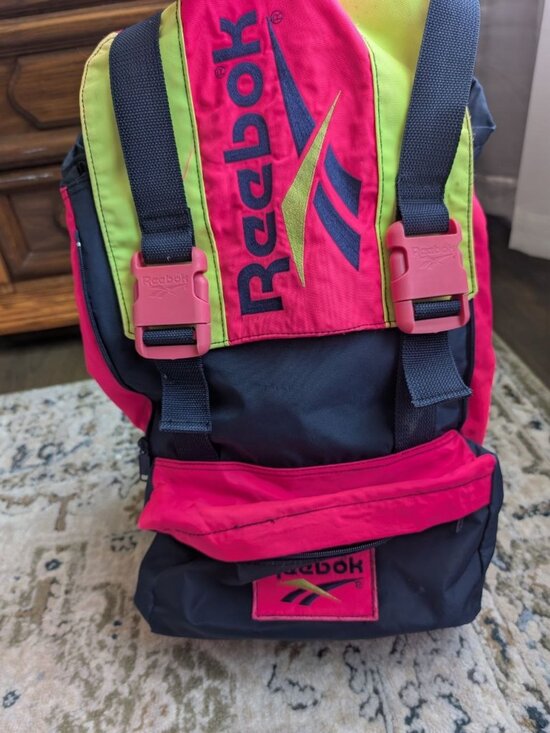 Reebok Vintage 90s Retro Backpack Neon Pink Yellow Blue main image 8